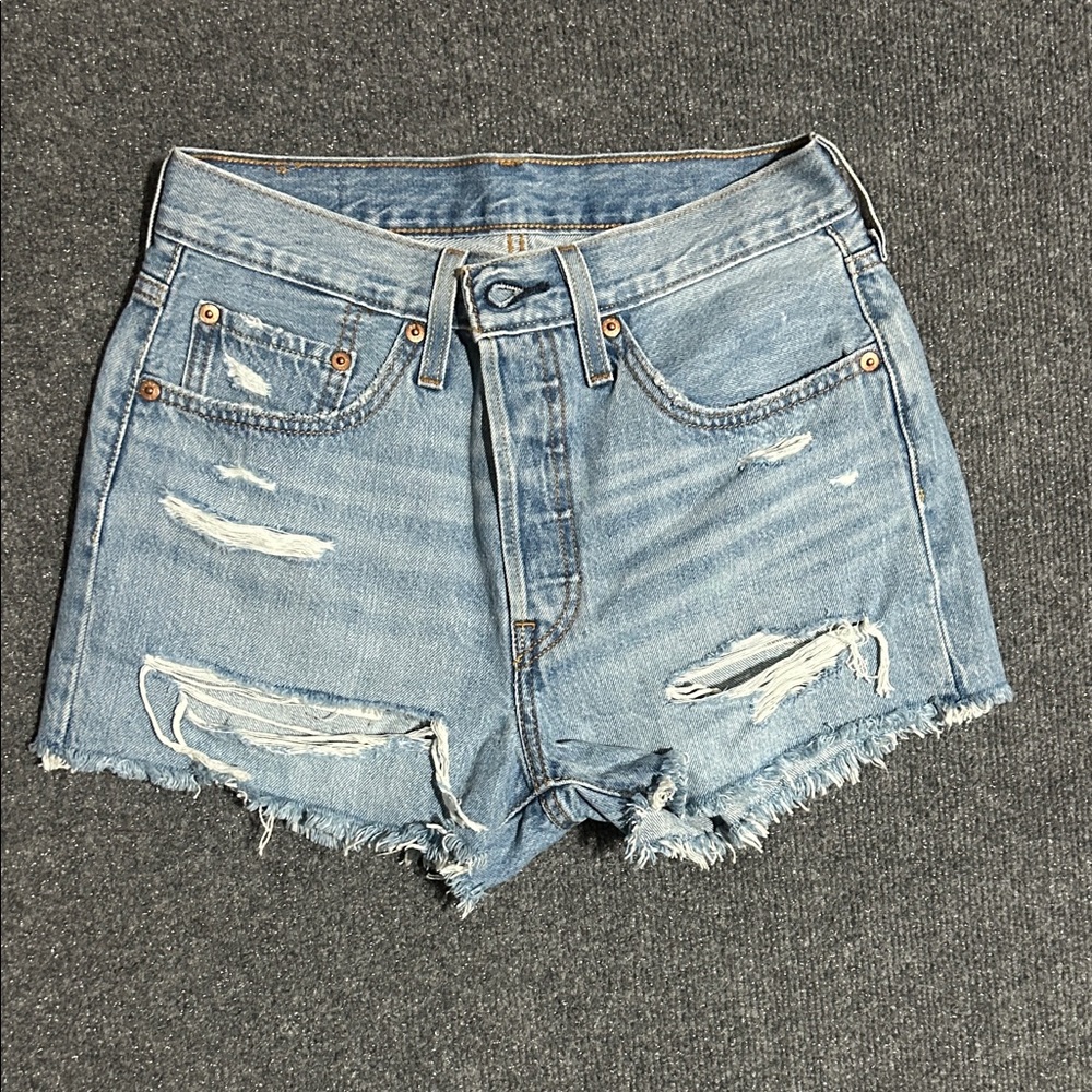 Levi's Light Wash Distressed Jean Shorts